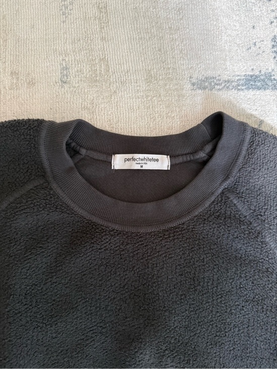 perfectwhitetee Sweaters - perfectwhitetee Charcoal Ziggy reverse fleece crew neck sweatshirt